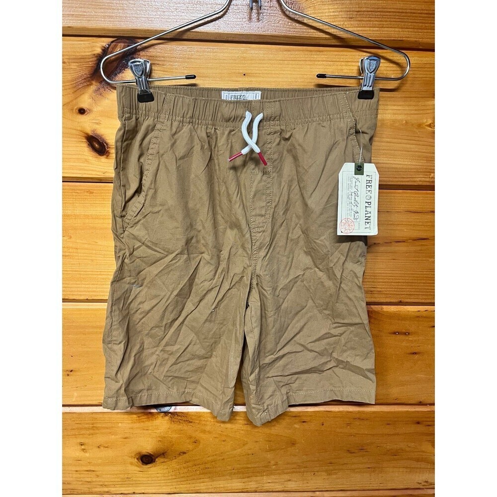 NWT Free Planet Boys 10 Khaki Shorts Pockets Pull-On Cotton Summer Drawstring